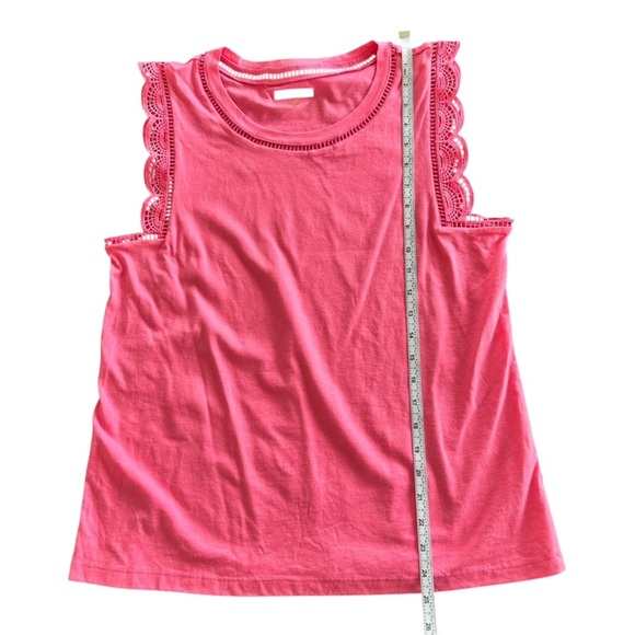 NEW LILLY PULITZER Agee Tank Top Eyelet Ladder Lace Detail Hot Pink Size Large - Picture 6 of 7